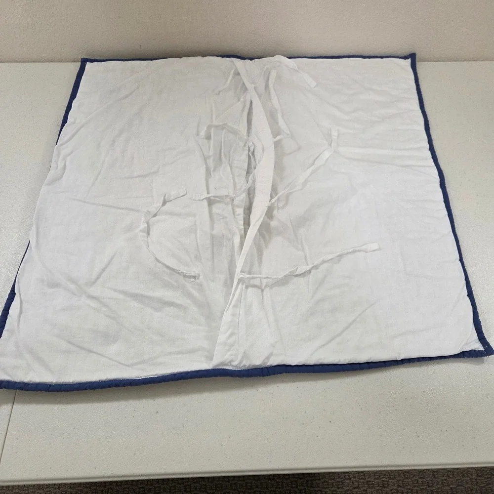 Company Store Blue White Floral Striped Quilted Pillow Shams Set of 2